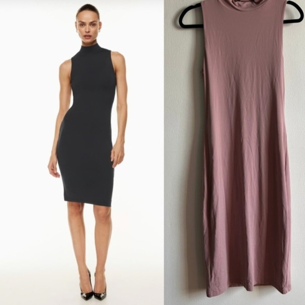 Aritzia Babaton Sz S Contour Mockneck Blush Pink Dress